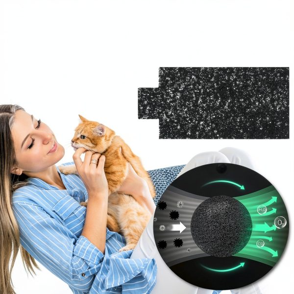 Cat Litter Box Replacement Filters Compatible with Pet Zone Semi, 12-Pack Carbon Cotton Filters for Automatic Cat Litter Box Absorbing Odors Control Damp from Pets - Black-3