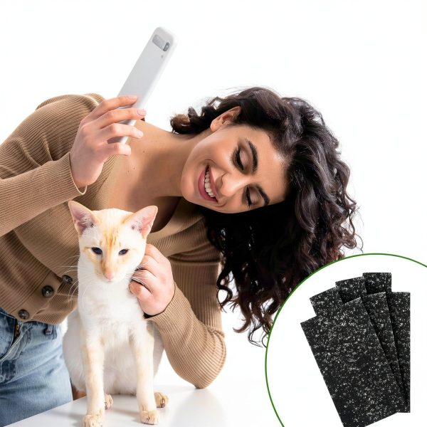 Cat Litter Box Replacement Filters Compatible with Pet Zone Semi, 12-Pack Carbon Cotton Filters for Automatic Cat Litter Box Absorbing Odors Control Damp from Pets - Black-5