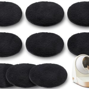 OLYCRAFT 12Pcs Cat Litter Box Replacement Filters Compatible with Dome Replacement Activated Charcoal Filters Cat Litter Box Activated Carbon Charcoal Filters for Keeping Fresh-0