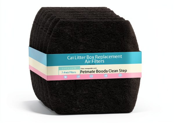 7 Pack Thicker Carbon Filter Compatible with Petmate Booda Clean Step,Cat Litter Box Filter,Activated Carbon Coconut Filters for Absorbs Litter Box Odors,6.10"*5.91"*0.4"-0