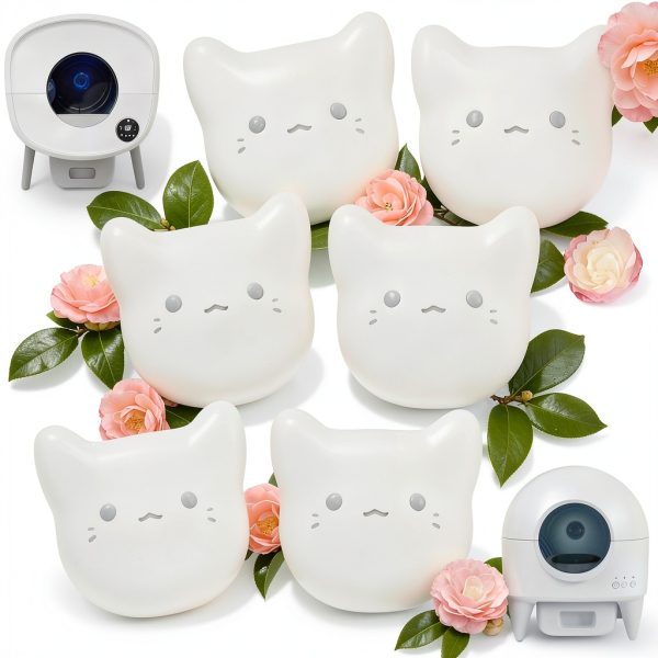 6PCS Pets Deodorizing Pods for Cumrige Self Cleaning Litter Box, Odor Remover for Fumoi Automatic Cat Litter Box, Camellia Flower Scented, Long-Lasting Fragrance, Keep Home Fresh-3